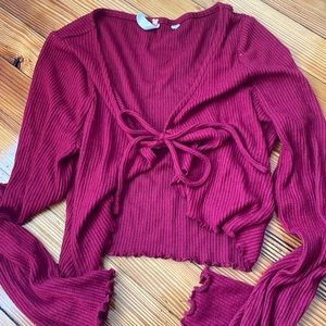 LA HEARTS BY PACSUN Lounge Millie Tie Front Top